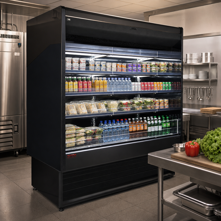 Product image #2 for Howard-McCray 35E Series 75-Inch Multi-Purpose Horizontal Open-Air Merchandiser with Sliding Rear Doors, Remote Refrigeration