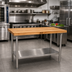 Thumbnail image #2 for John Boos SNS11A 108 x 30-Inch Wood Top Work Table with Stainless Steel Legs and Adjustable Undershelf