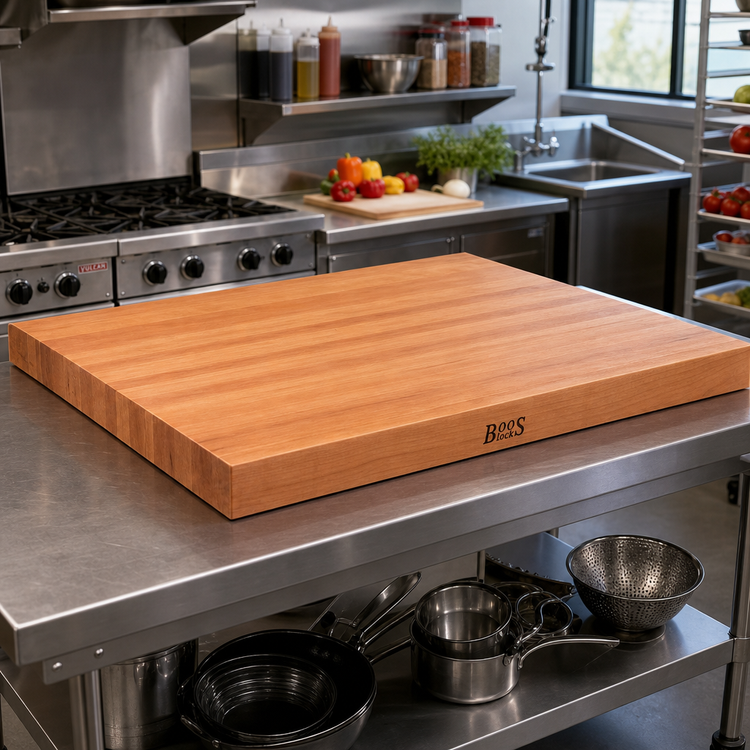 Product image #2 for John Boos Boos Block American Cherry Edge Grain Kitchen Countertop, 48 Inch x 48 Inch x 3 Inch, Varnique Finish