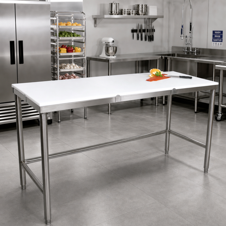 Product image #2 for John Boos 120-Inch x 36-Inch Reversible Poly Top Trimming Table with Stainless Steel Base