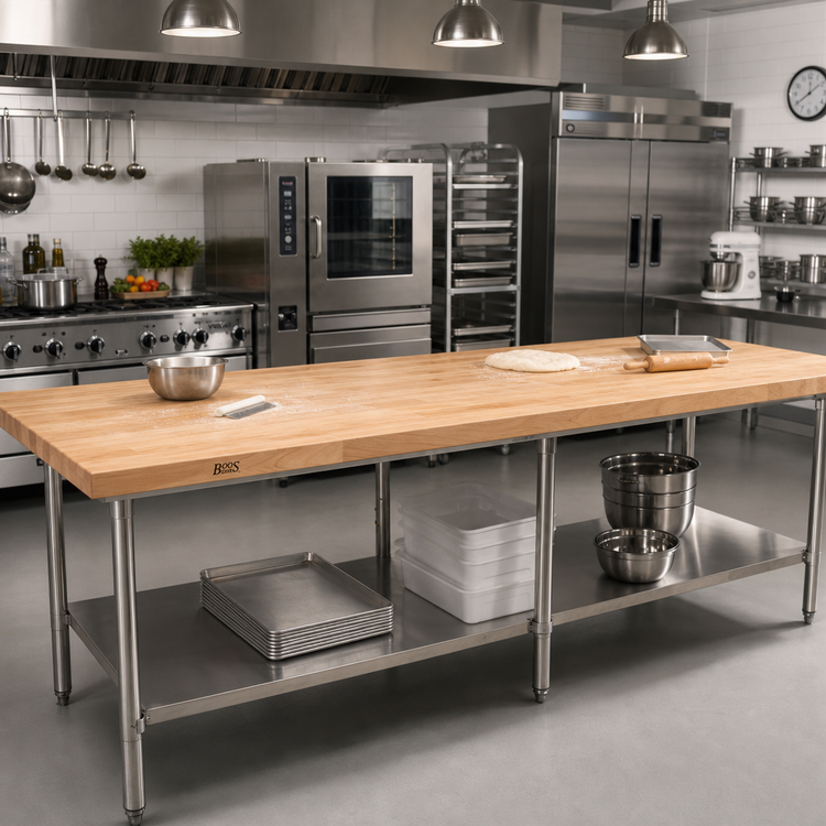Product image #2 for John Boos Edge Grain Flat Top Wood Bakers' Table Top, 156 x 42 x 2-1/4 Inch, Northern Hard Rock Maple