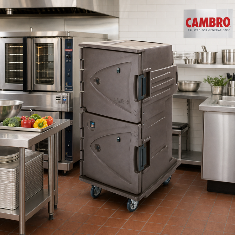 Product image #3 for Cambro Camtherm® Tall Profile Electric Hot/Cold Holding Cabinet Cart for 18 x 26 Sheet Pans, Granite Sand