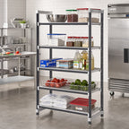 Thumbnail image #2 for Cambro Camshelving® Elements EXU214284VS5480 5-Tier Stationary Polymer Shelving Unit, 4 Vented/1 Solid, 21 x 42 x 84 Inches, Speckled Gray