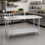 Thumbnail image #2 for Duke Manufacturing 316-2448 48-Inch x 24-Inch Stainless Steel Work Table, 16/300 Top, Galvanized Undershelf, Flat Top