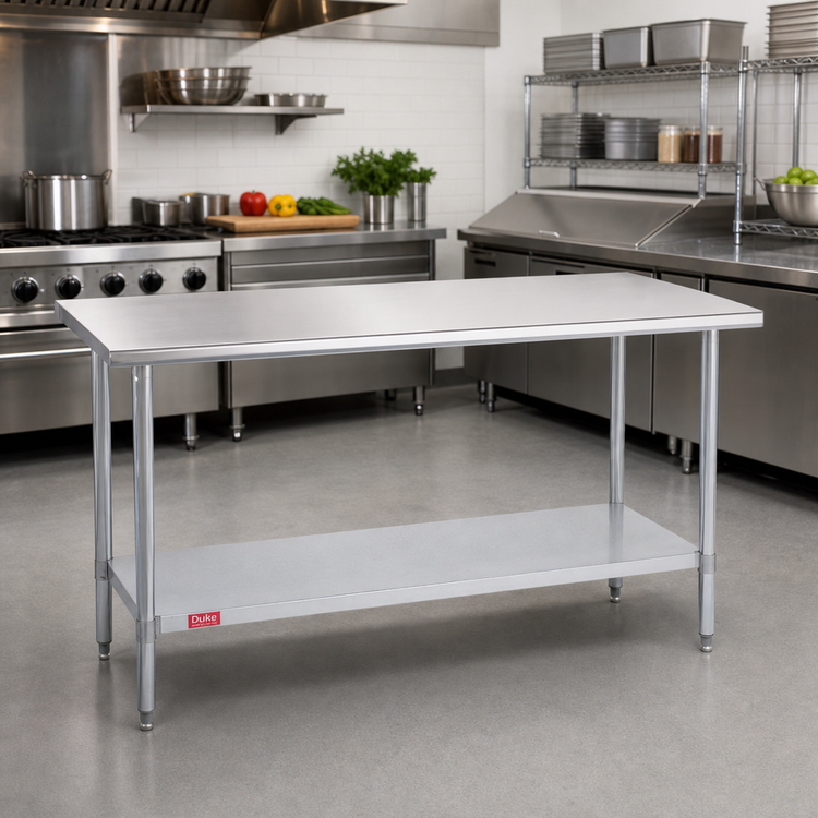 Product image #2 for Duke Manufacturing 48-Inch x 24-Inch Stainless Steel Work Table with Galvanized Undershelf