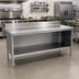 Thumbnail image #2 for Enclosed Base Open Front Work Table, 120 Inch W x 24 Inch D, 14 Gauge Stainless Steel Top, 5 Inch Backsplash