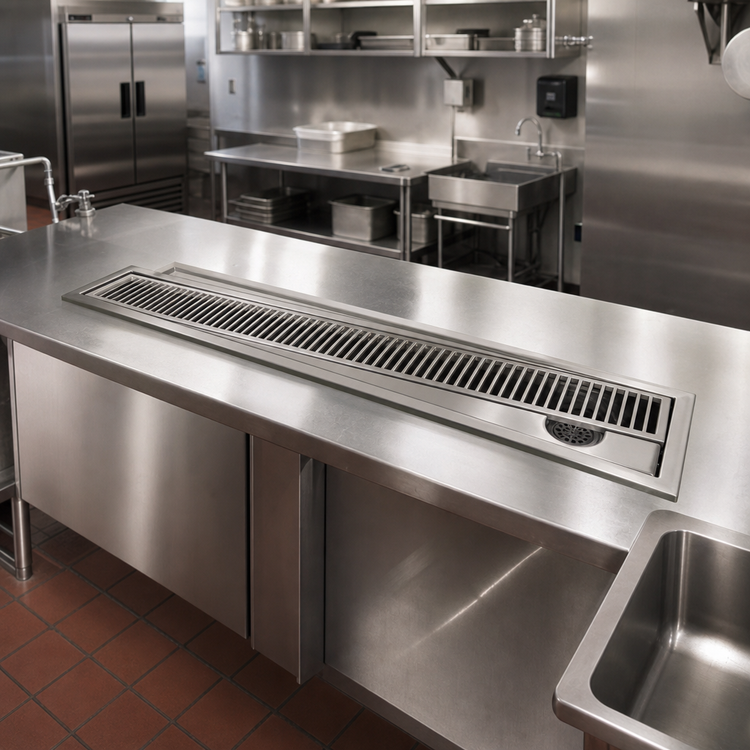 Product image #2 for Advance Tabco 96-Inch Stainless Steel Drop-In Urn Trough with Slotted Cover Plate