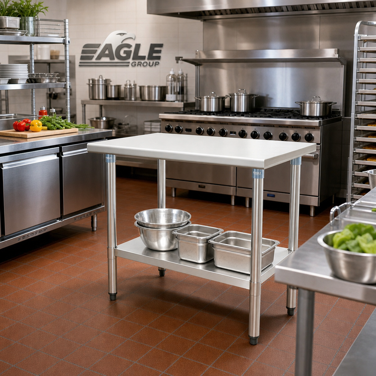 Product image #2 for Eagle Group Deluxe Series 48-Inch W x 30-Inch D Stainless Steel Work Table with Undershelf