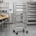 Thumbnail image #2 for Panco Mobile Full-Height Stainless Steel Utility Rack with 11 Slides for 18 x 26 Inch Trays, Open Sides, Side Loading