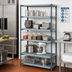 Thumbnail image #2 for Quantum 5-Tier Stationary Wire Shelving Unit with Plastic Mats, 42 x 14 x 63 Inches