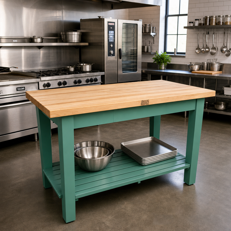Product image #3 for John Boos Classic Country 48" x 36" Wood Top Work Table with Slatted Undershelf