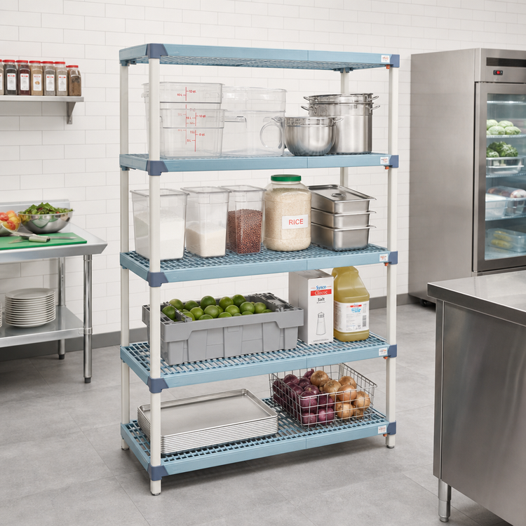 Product image #2 for MetroMax Q 4-Shelf Starter Polymer/Wire Shelving Unit, 48"W x 24"D x 63"H