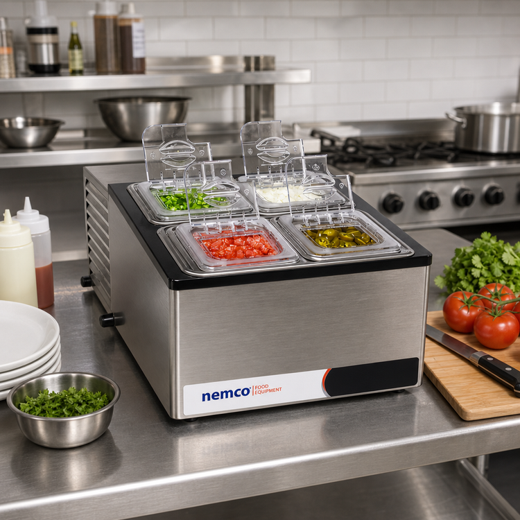 Product image #2 for Nemco Countertop Refrigerated Cold Condiment Station with 4 1/6-Pan Capacity