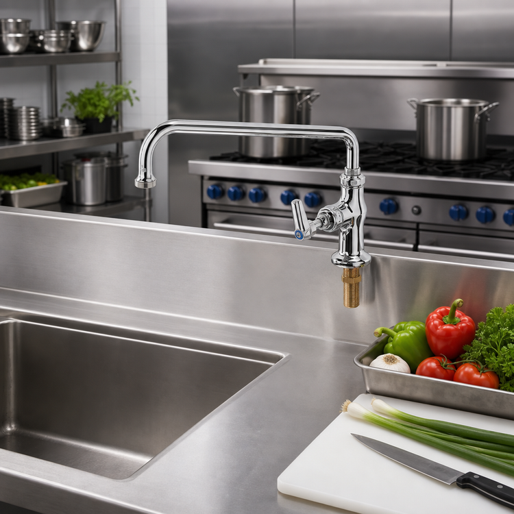 Product image #2 for T&S Brass Single Pantry Faucet with 12-Inch Swing Nozzle and 7-5/8-Inch Extension