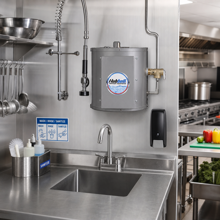 Product image #2 for Hubbell Compact Wall-Mounted Point-of-Use Electric Water Heater, 1-Gallon Stainless Steel Tank