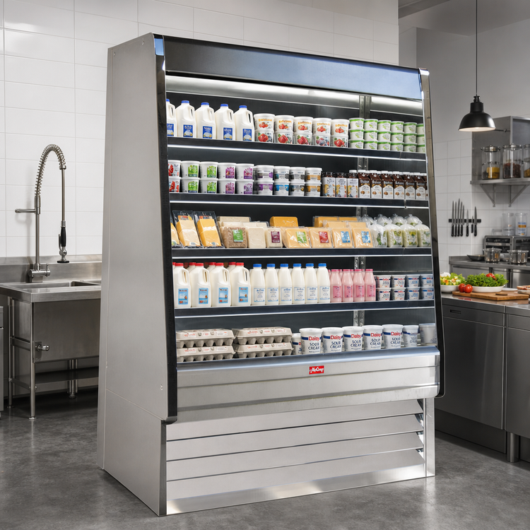 Product image #3 for Howard-McCray Ovation Series Remote Dairy Open Merchandiser, 123-Inch, Stainless Steel, LED Lighting