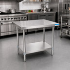 Thumbnail image #2 for BK Resources SVT-3030 30" x 30" Stainless Steel Work Table, 18-Gauge 430 Top, Adjustable Undershelf