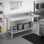 Thumbnail image #2 for Duke Manufacturing 416-24108-5R 108-Inch Stainless Steel Work Table with 5-Inch Riser and Galvanized Undershelf