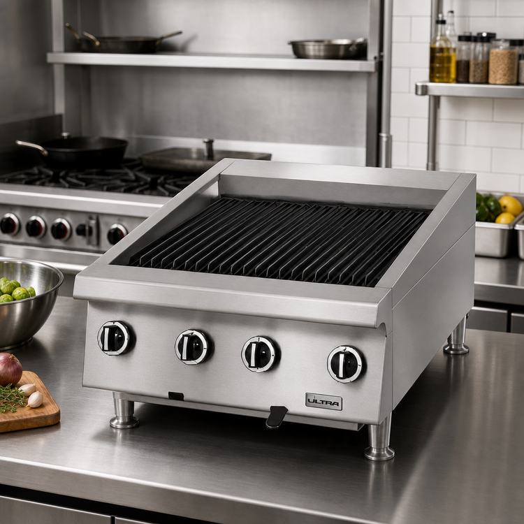 Product image #2 for 24-Inch Countertop Gas Radiant Charbroiler with Non-Adjustable Cast Iron Grates
