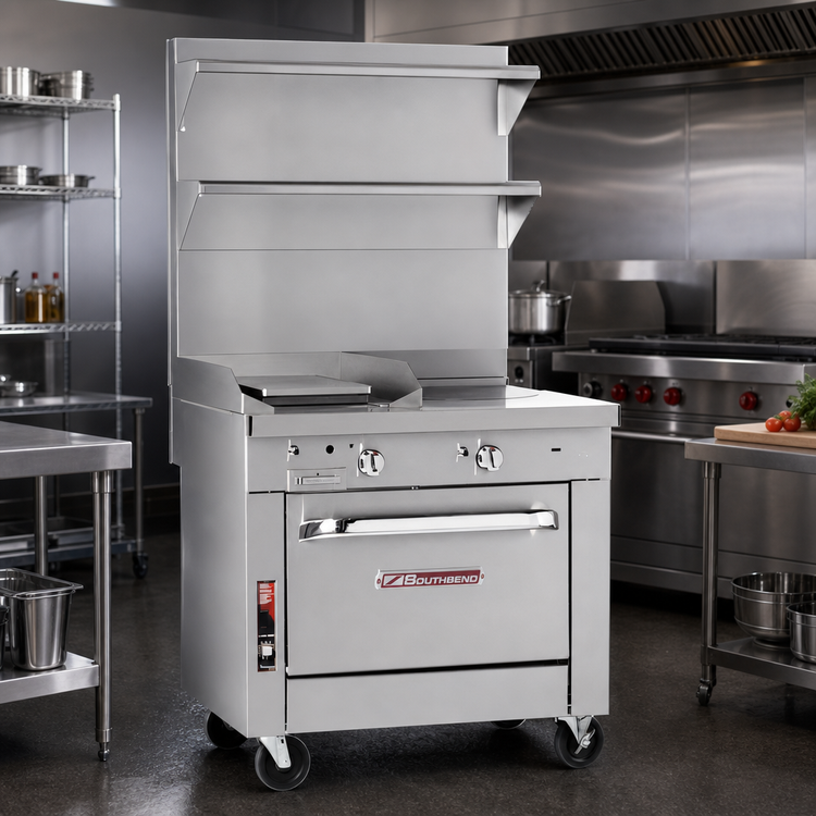 Product image #2 for Southbend Platinum 32-Inch Heavy Duty Gas Range with 16-Inch Hot Top and 16-Inch Griddle, Cabinet Base