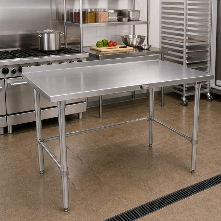 Product image #2 for John Boos Stallion 72" x 30" Stainless Steel Work Table with 1-1/2" Rear Up-Turn