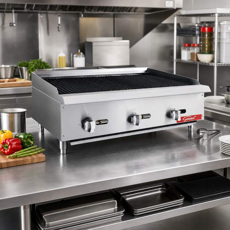 Product image #3 for General 36-Inch Countertop Natural Gas Charbroiler with Radiant Burners and LP Conversion Kit