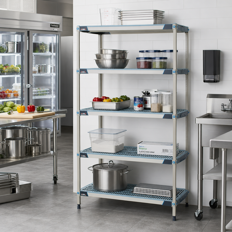 Product image #2 for MetroMax i 5-Tier Rust-Proof Starter Shelving Unit with Open Grid Polymer Shelves, 24W x 24D x 74H