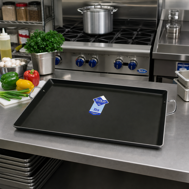 Product image #2 for Crestware Teflon™ Xtra Medium Rectangular Aluminum Non-Stick Griddle, 19 x 15 Inch