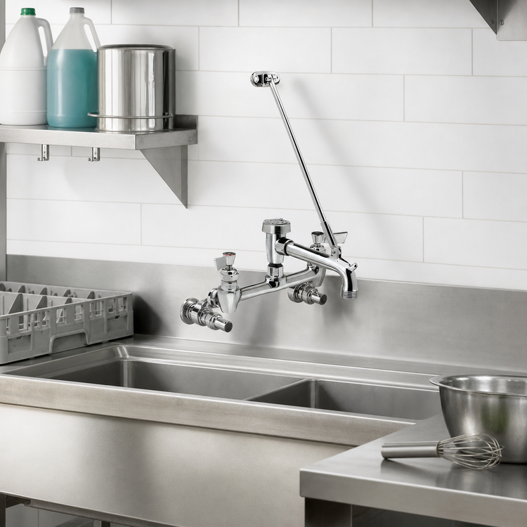 Product image #2 for Fisher Wall-Mounted Service Sink Faucet with Long Spout, Eccentric Stops, and Vacuum Breaker