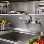 Thumbnail image #2 for Krowne Silver Series 12-810L Backsplash-Mount Commercial Faucet, 8-Inch Centers, 10-Inch Swing/Swivel Spout, Ceramic Valve, Low Lead Case of 12