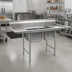 Thumbnail image #2 for Eagle Group 314-16-2-3VP 2-Compartment Stainless Steel Floor Sink, 41"W, 16" x 20" x 13-1/2" Bowls, 9-1/2" Backsplash Case of 3