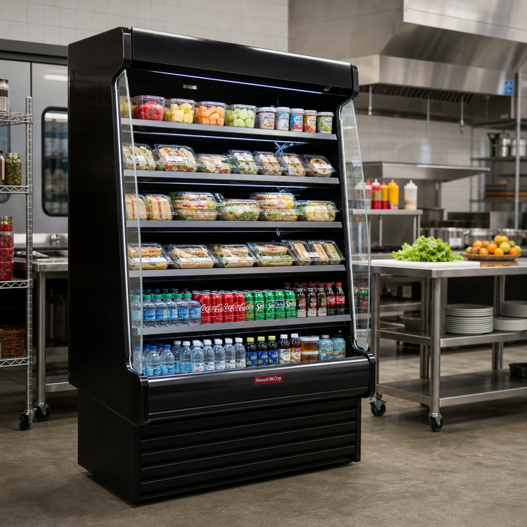 Product image #2 for Howard-McCray 35E Series 63-Inch Multi-Purpose Remote Refrigerated Open-Air Merchandiser with Sliding Rear Access Doors