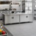 Thumbnail image #2 for Advance Tabco 96-Inch x 36-Inch 14 Gauge 304 Stainless Steel Enclosed Work Table with Cabinet Base and Hinged Doors