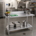 Thumbnail image #2 for Advance Tabco 84-Inch x 36-Inch Stainless Steel Work Table with 5-Inch Backsplash and Adjustable Undershelf