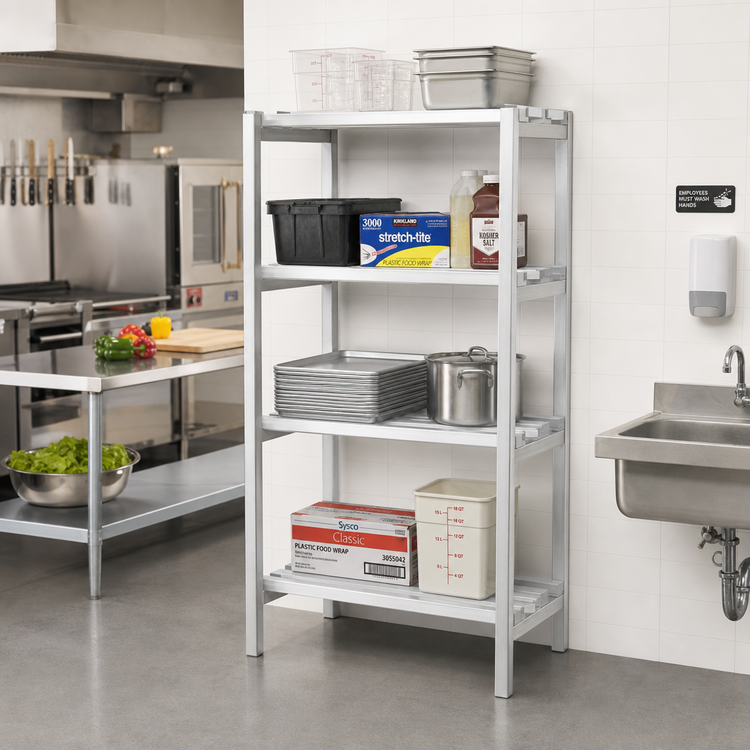 Product image #2 for Channel Lifetime Tough All-Welded Aluminum Dunnage Shelving Rack, Channel Style, 4-Shelf, 36W x 24D x 64H