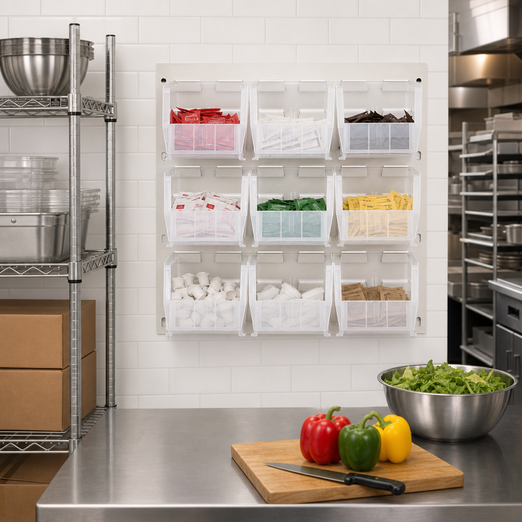 Product image #2 for Quantum 18 x 11 x 19 Inch Wall-Mounted Louvered Panel Starter Unit with 9 Clear Bins