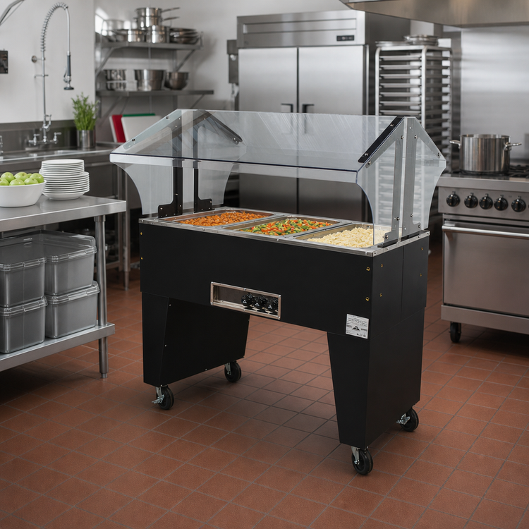 Product image #2 for Advance Tabco Triumph Supreme Portable Electric 3-Well Hot Food Buffet Table, 47-1/8-Inch Wide, Open Base