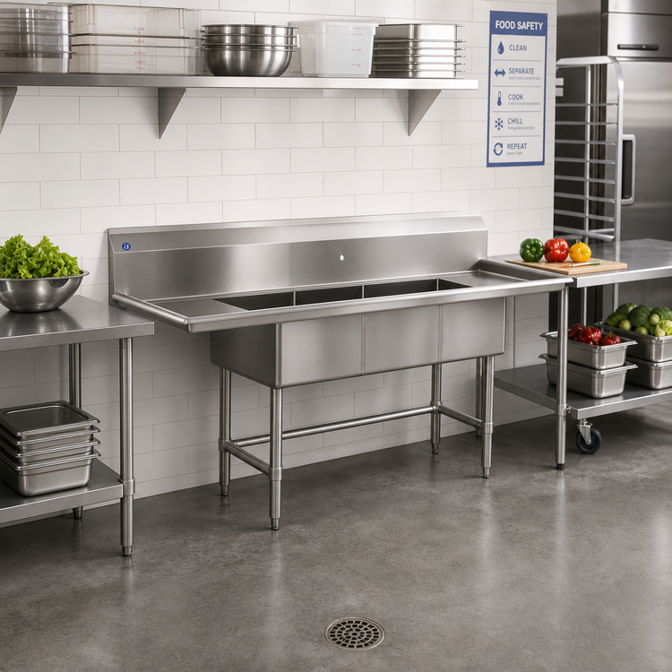 Product image #2 for BlendPort BPFC Series 18" x 18" One-Compartment Stainless Steel Floor Model Sink