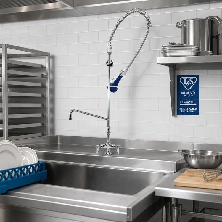 Product image #2 for T&S Brass EasyInstall Single-Hole Deck-Mount Pre-Rinse Unit with 10-Inch Add-On Faucet