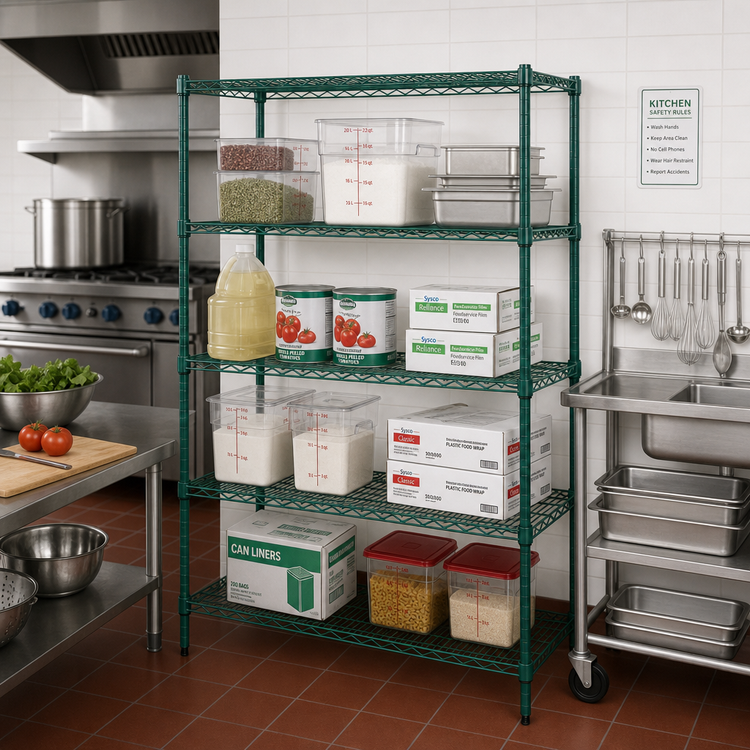 Product image #3 for Metro Super Erecta Metroseal 3 Green Epoxy-Coated Wire Starter Shelving Unit, 42W x 21D x 63H