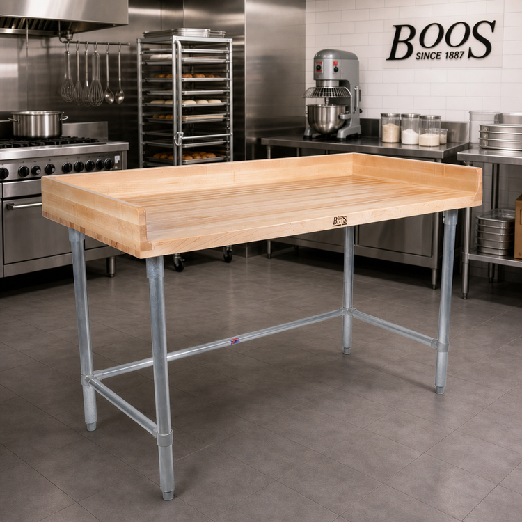 Product image #2 for John Boos 60 x 30-Inch Baker's Top Wood Work Table with Galvanized Base