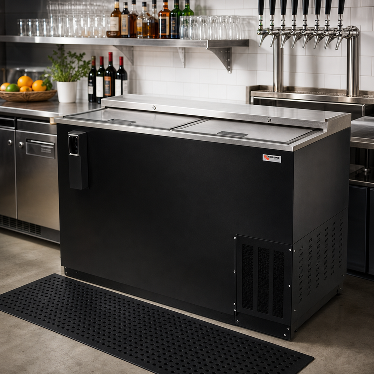 Product image #2 for Pro-Line 50-Inch Flat Top Deep Well Horizontal Bottle Cooler with Sliding Doors, Black