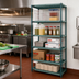 Thumbnail image #2 for Quantum 5-Tier Stationary Wire Plastic Mat Shelving Unit, 36 x 18 x 86 Inches, Green Epoxy Antimicrobial