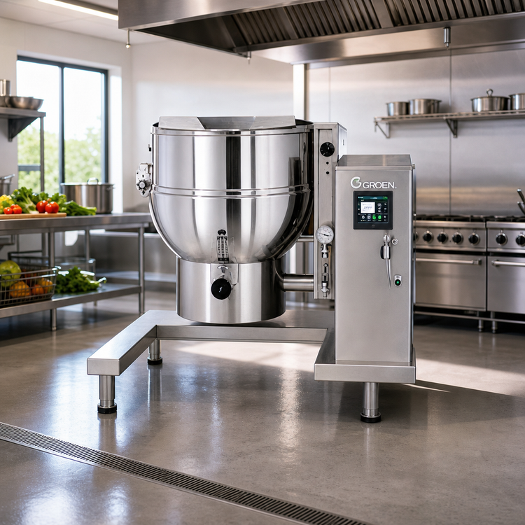 Product image #2 for Groen Electric 40-Gallon Tilting Steam Kettle with 2/3 Jacket and Digital Controls