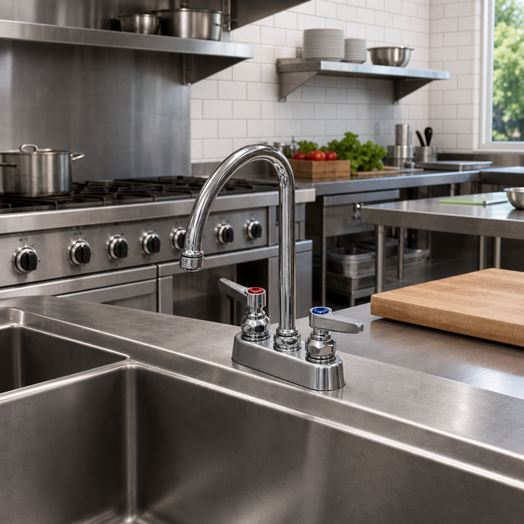Product image #2 for T&S Brass B-1140 3-1/2-Inch Deck Mount Manual Workboard Faucet with 5-3/4-Inch Swivel Gooseneck