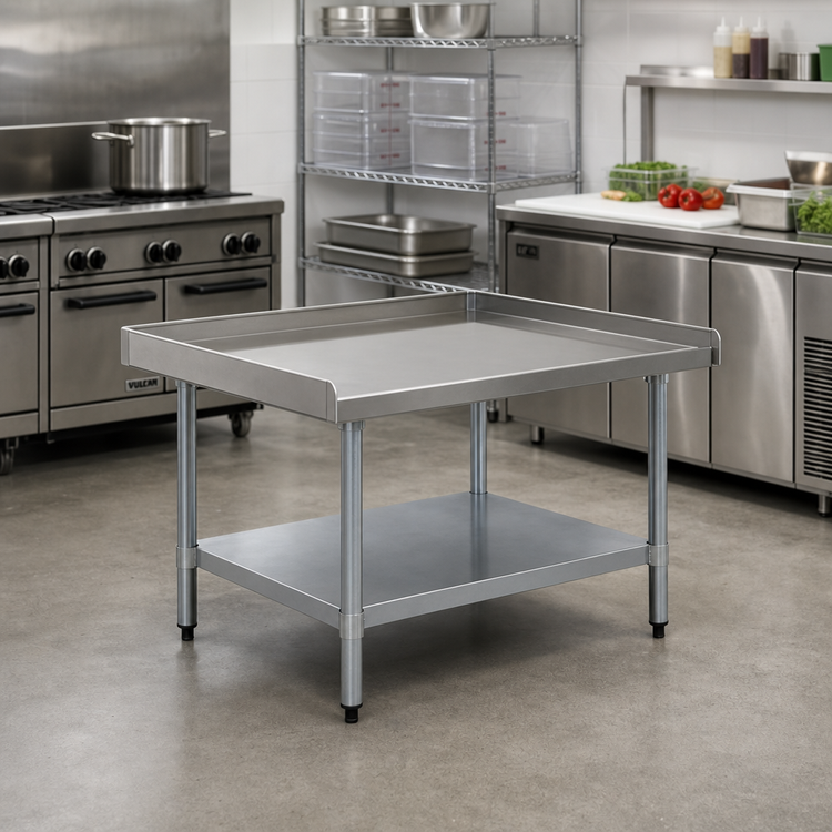 Product image #2 for BlendPort 30" x 30" Equipment Stand with 18/430 Stainless Steel Top, Galvanized Legs and Adjustable Undershelf