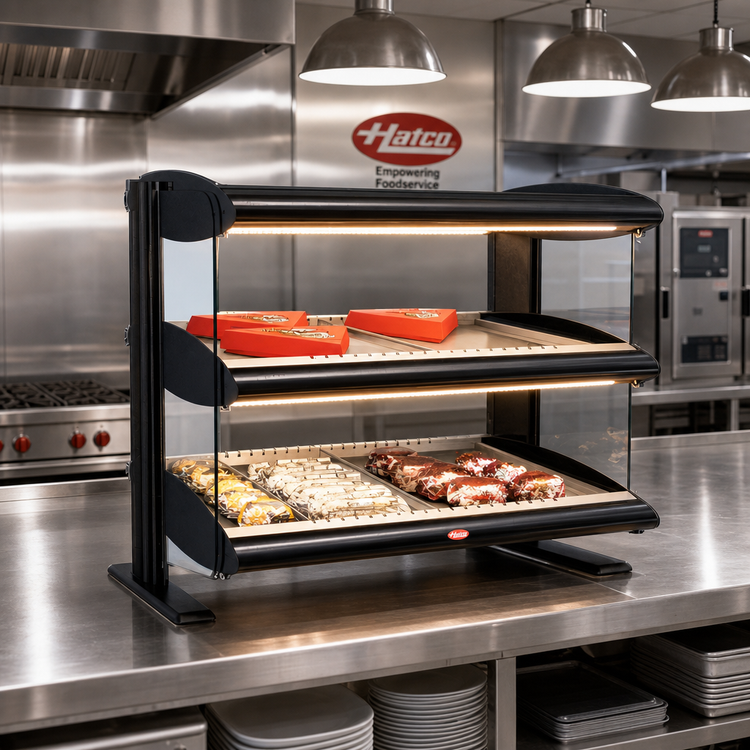Product image #2 for Hatco HXMH-60D 60-Inch Countertop Dual-Shelf Horizontal Heated Merchandiser Warmer with LED Lighting