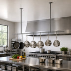 Thumbnail image #2 for John Boos PRS3A-C Ceiling-Mounted Single-Bar Stainless Steel Pot Rack, 79-1/4 Inch, 7 Double Hooks