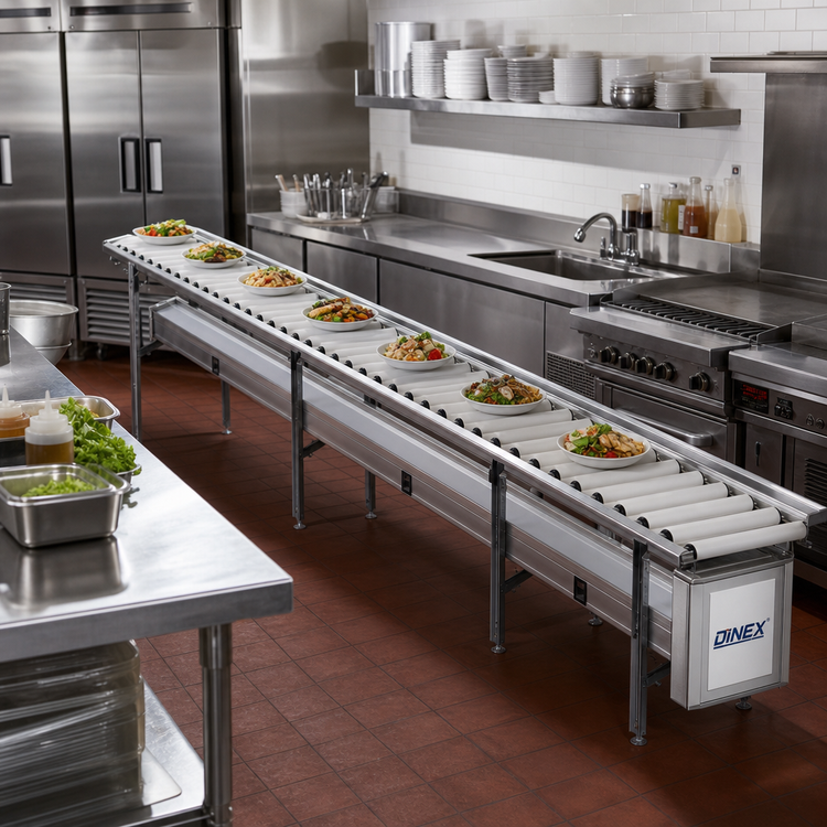 Product image #2 for Dinex DXIESR14 14 ft. PVC Roller Tray Make-Up Conveyor