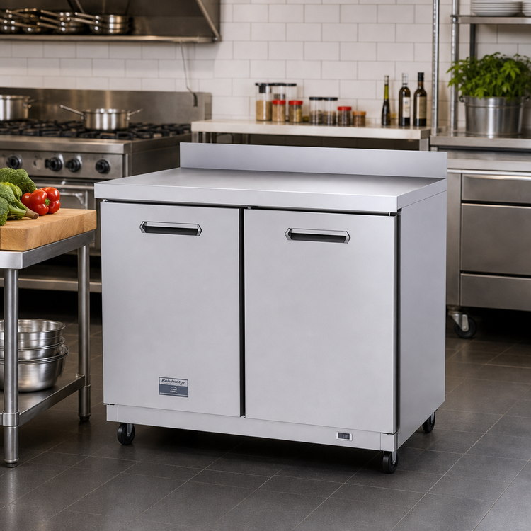Product image #3 for Kelvinator Commercial 36-Inch Two-Door Worktop Refrigerator with Backsplash, 8.9 Cu. Ft., 115V